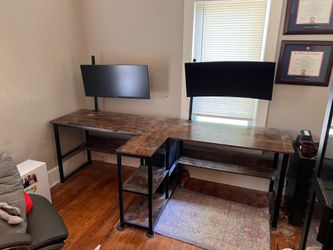 Large L-Shaped Computer Desk w/ Adjustable Drafting Table - $25