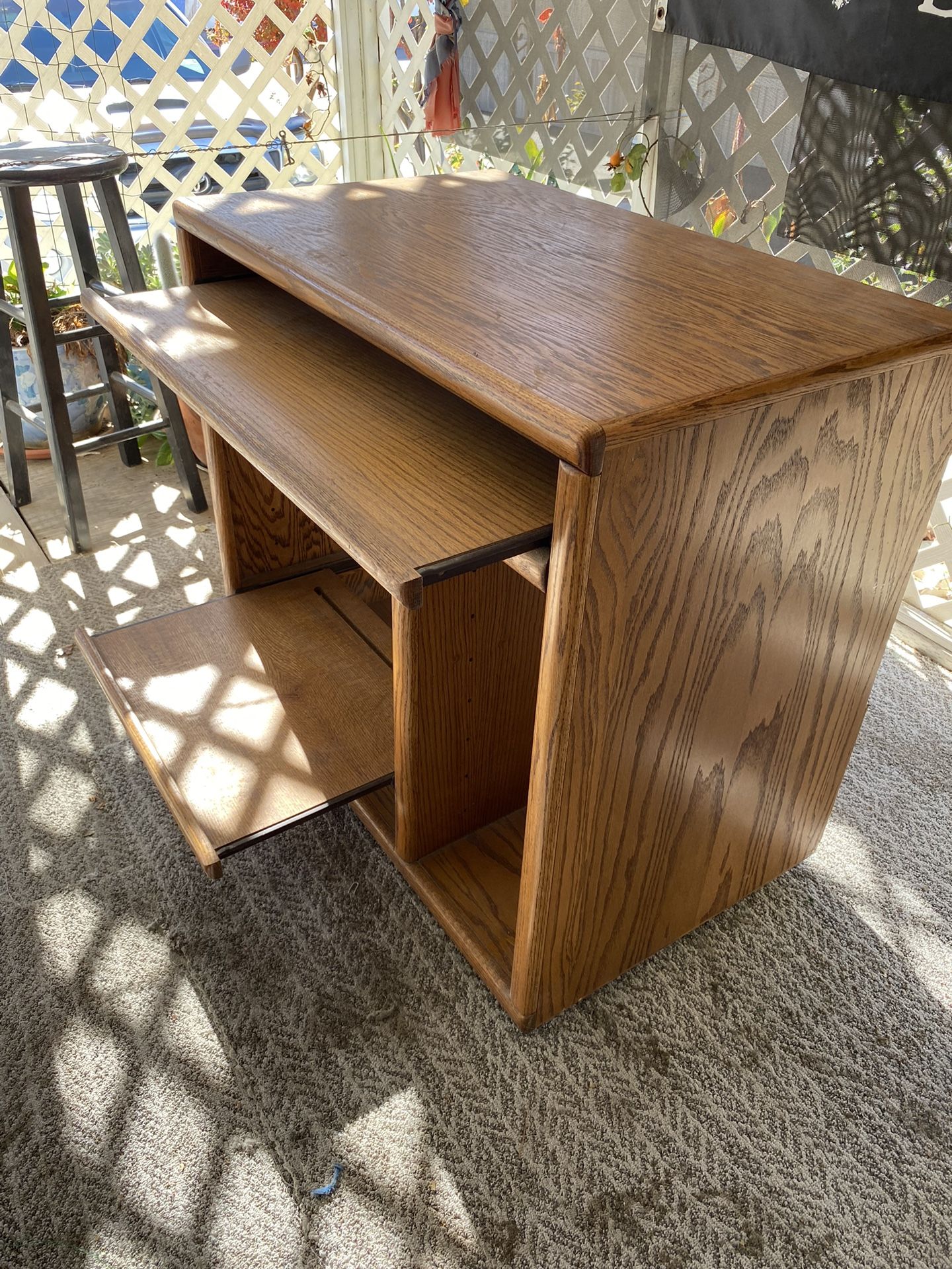 Solid oak computer desk