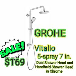 GROHE..Vitalio 5-spray 7 in. Dual Shower Head and Handheld Shower Head in Chrome



