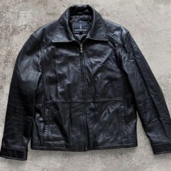 Vintage 1990s London Fog Black Leather Zip Jacket