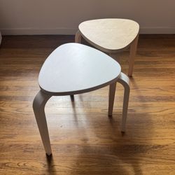 Ikea Stool Chairs White And Natural Wood