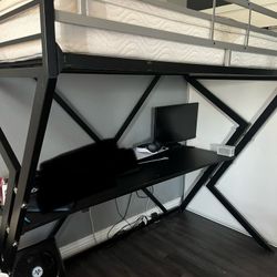 Twin Size Bed with Desk underneath 