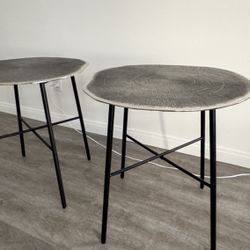 Living Room Side Tables - Silver - Set of Two - NEW 