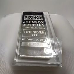 10 oz JM Silver Bar - Johnson Matthey .999 Fine