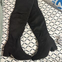 Nature Breeze Women's Linden-01 Over The Knee Mid High Block Heel Boots