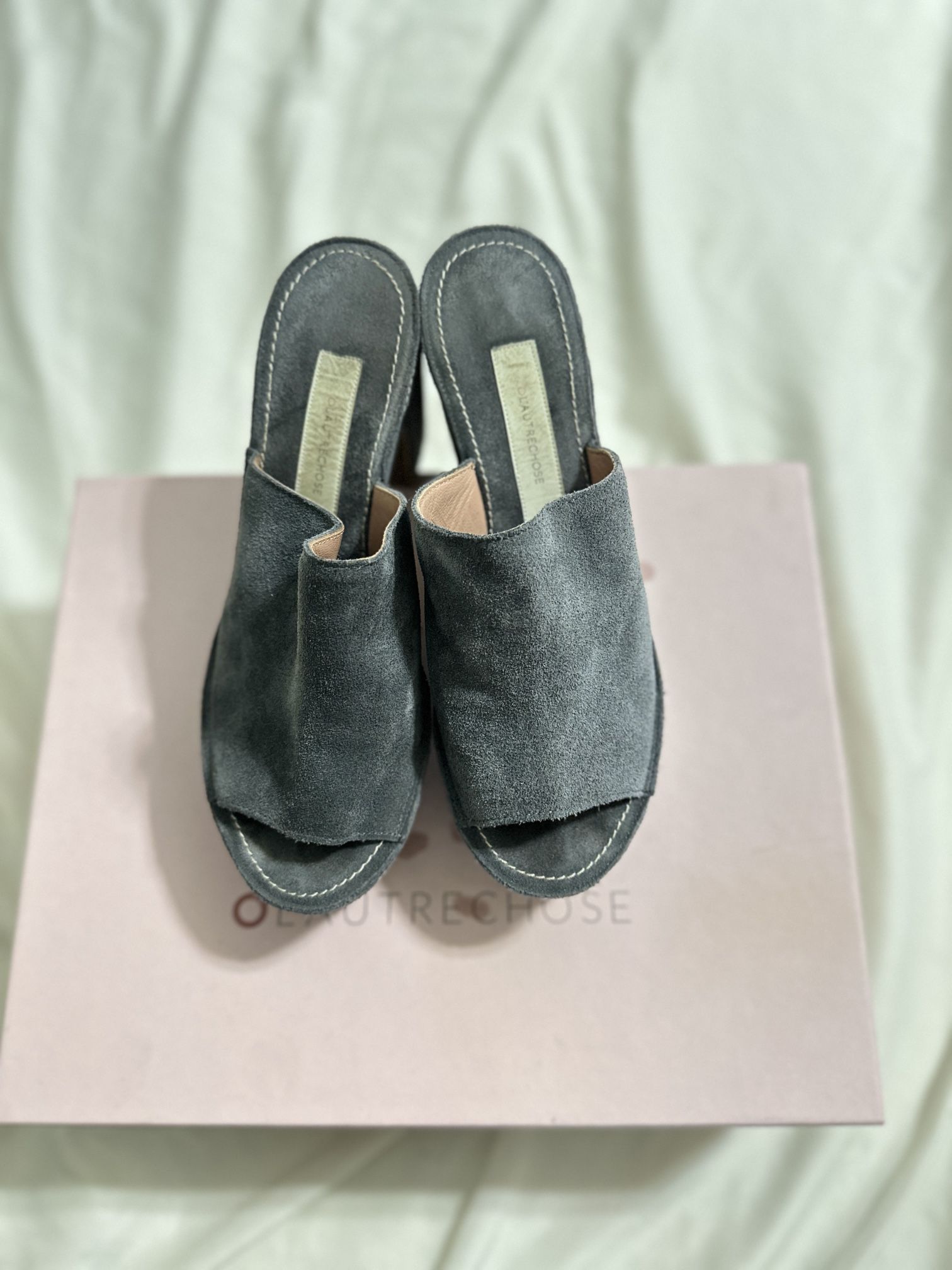 L’Autre Chose women suede wedges clogs in Grey size36