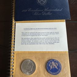 1972 (2) And 1974 (1) uncirculated Eisenhower Silver Dollars from the United States, minted in San Francisco. 