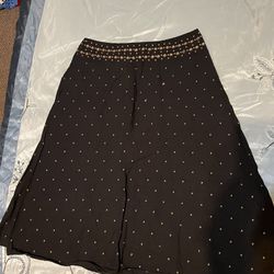 Liz Claiborne Size 8 Black Gold Sequin Polka Dot Cotton Skirt