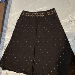 Liz Claiborne Size 8 Black Gold Sequin Polka Dot Cotton Skirt