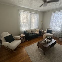 Mid-century Loveseat Couch and Rocking Chairs