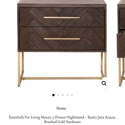 2 Herringbone Wood Nightstands 