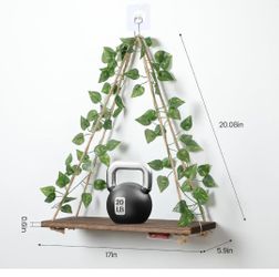 Hanging Floating Shelves with Artificial Ivy Vines & LED
