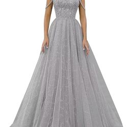 Silver Prom Dress / Graduation/ quinceañera