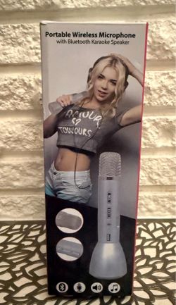 Wireless Bluetooth Karaoke Microphone Handheld w/ Echo, USB Rechargeable, Silver