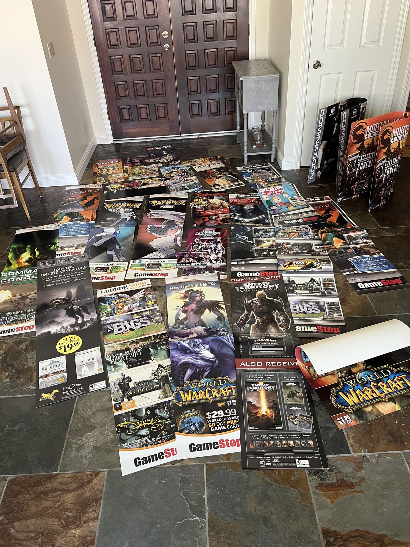 Vintage Video Game GameStop Promo Wall Display Advertising Posters; Pokemon, Final Fantasy, Hall 2, World Of Warcraft, Sonic, And More!