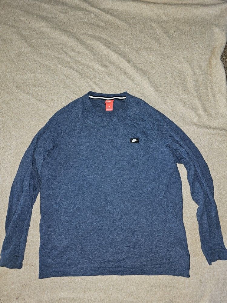 Vintage Nike Women's Crewneck Sweatshirt W/ Side Zipper Blue Small Logo Size L