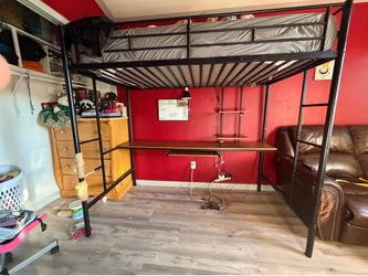 Twin Size Loft Bed with Desk & Shelves