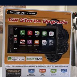 Power Acoustik Car Stereo Combo | CarPlay/Android Auto 7 HD LCD with Capacitive Touchscreen Receiver & (4) 6.5 Speakers | Double Din | CPAAM7-S2