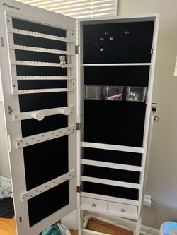 Nicetree White Standing Jewelry Armoire Cabinet