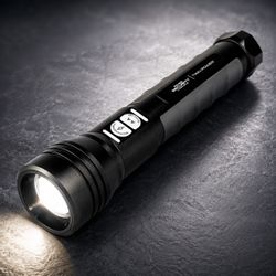 Police Security 2000-Lumen Flashlight, Black