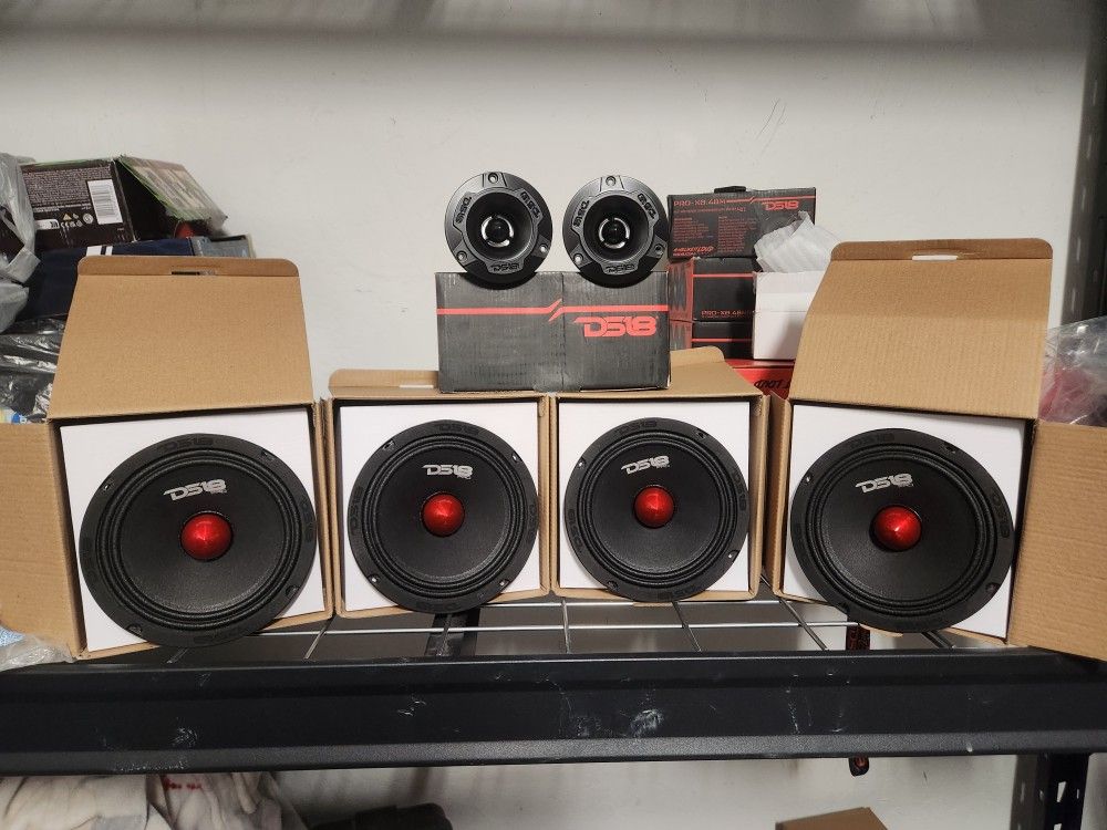 New!! DS18 (4) 6 1/2 Mid Range Speakers & (2) Bullet Tweeters. All For Only $170!!!