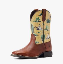 Ariat Boys’ Round Up Wide Square Toe Western Boots