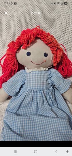 Handmade Rag Doll with Red Yarn Hair
