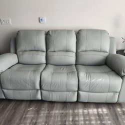 Sky Blue Leather Sofa