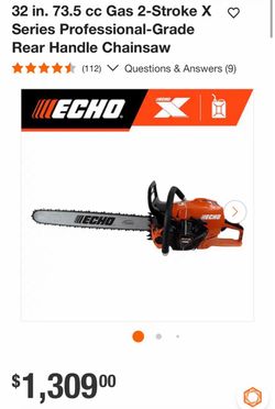32 in. 73.5 cc Gas 2-Stroke X O Series Professional-Grade Rear Handle Chainsaw