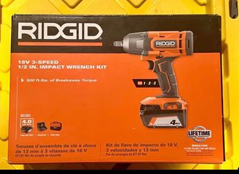RIDGID 18V 1/2" Impact Wrench Cordless 3 Speed R86215k