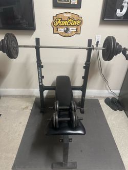 Complete Weider vintage 186 lb Barbell, Weight Set, & Bench - Local Pick up
