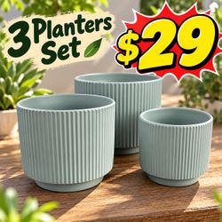 Premium Ceramic Planter Set of 3 Brand new in box