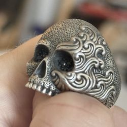 David Yurman men’s Skull Ring With Black Diamonds