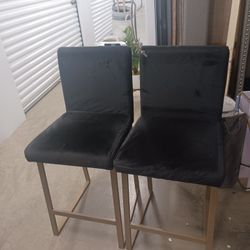 Black Suede Bar Stools Set Of 2