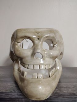Ceramic Witch Skull Halloween Decor
