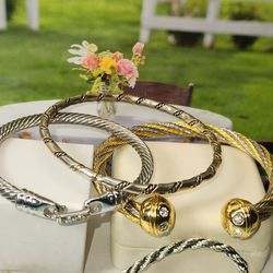 #2208, VTG  BRACELET LOT SILVER & GOLD PLATED, STAINLESS SURGICAL, CRYSTAL STONES
