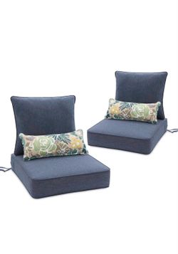 BPS 24x24 Inch Patio Seat Cushions, Fade-Resistant Olefin Fabric Outdoor Deep Seat Cushion with Removable Cover and Adjustable Straps for Wicker Chair