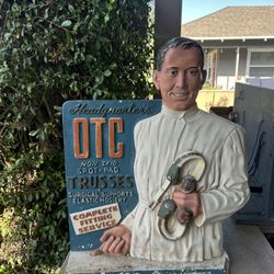 Satisfaction Guaranteed; Vtg. Chalkware/Composition Material 1940s General Store Advertising Piece: