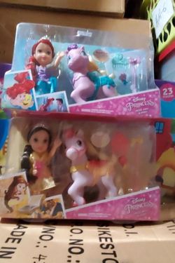 Disney Princess Petite Ariel & Belle Doll and Pony Figures Set 2 Pack