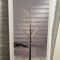 6ft LED Dew Drop Flocked Twig Tree LED Christmas Sculpture Light - Wondershop