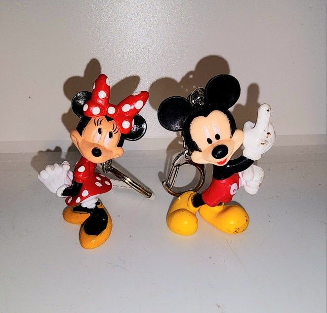 Pair of Disney Mickey and Minnie Mouse keychains