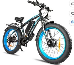 1000W+1000W Dual Motor Mountain Bike for Adults,30mph 48V20Ah Battery Electric Bicycle，26" Fat Tire Electric Bike, 21 speed Front Suspension Electric 