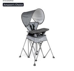 Baby Delight Go with Me Uplift Deluxe Portable High Chair | Sun Canopy | Indoor and Outdoor | Grey