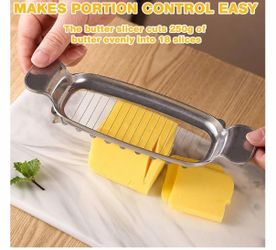 HASTHIP® Butter Slice Cutter, Stainless Steel Wire Slicer for Butter & Cheese, Press-Down Design for Even Slices, Kitchen Baking and Cooking Tool, 19.