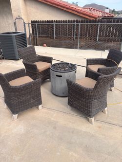 Patio furniture with fire pit