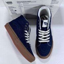 Vans Sk8-Hi Dark Blue Denim Gum High Top Skate Shoe Sneakers Women 8.5 Men 7
