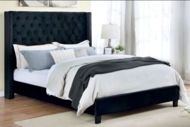 Brand New Black Velvet Queen Bed Frame (Available in California & Eastern King)