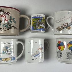 6 Coffee Cups/Mugs St Nicholas Square, A View of The World, Hallmark Mugs/Rim Shot, Sandra Boynton