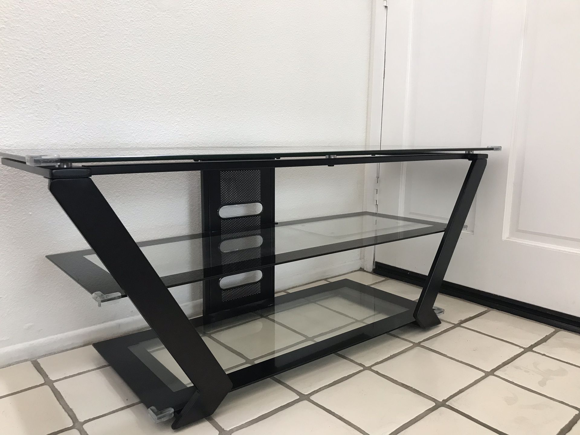 TV Console with 2 Tiers of Storage Shelves