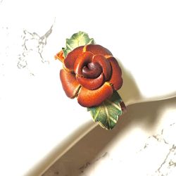 Yik Fung Brown Leather Flower Boho Bracelet 